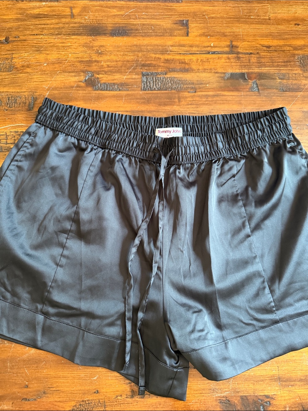Tommy John Women's Black Satin Drawstring Lounge Shorts